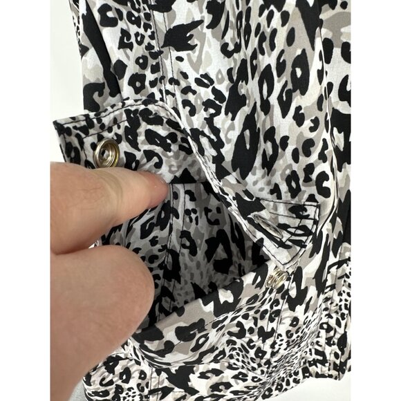 Chicos Additions Leopard Print Zip Lightweight Half Sleeve Jacket Size 2 US L - Picture 3 of 8